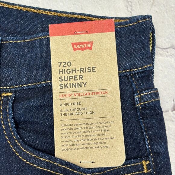 NWT Levi's 720 High Rise Super Skinny Jeans Women Size 29 Blue Denim D030 -20 - Picture 9 of 16